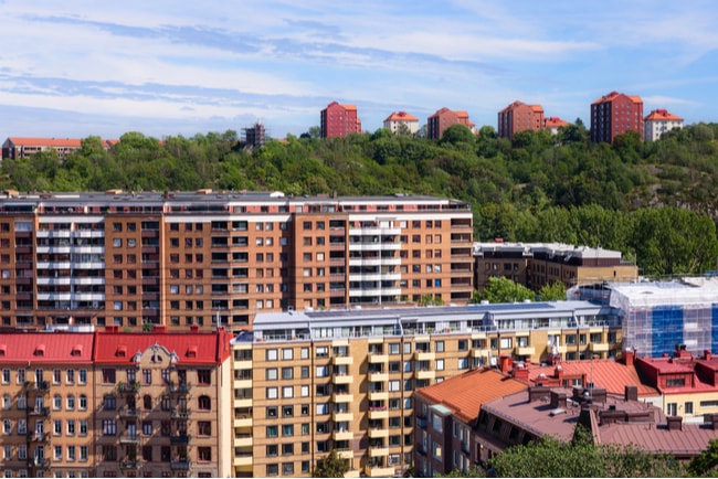 Flera lägenhetshus i ett område i Göteborg